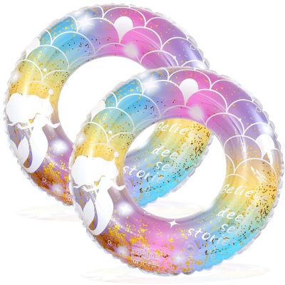 2 pcs Mermaid Pool Floats,Inflatable Mermaid Swimming Ring, Cute Pool Float Tube Decorations Swim Tubes Outdoor Pool Beach Water Floats Party Supplies Floaties (Pool Ring)