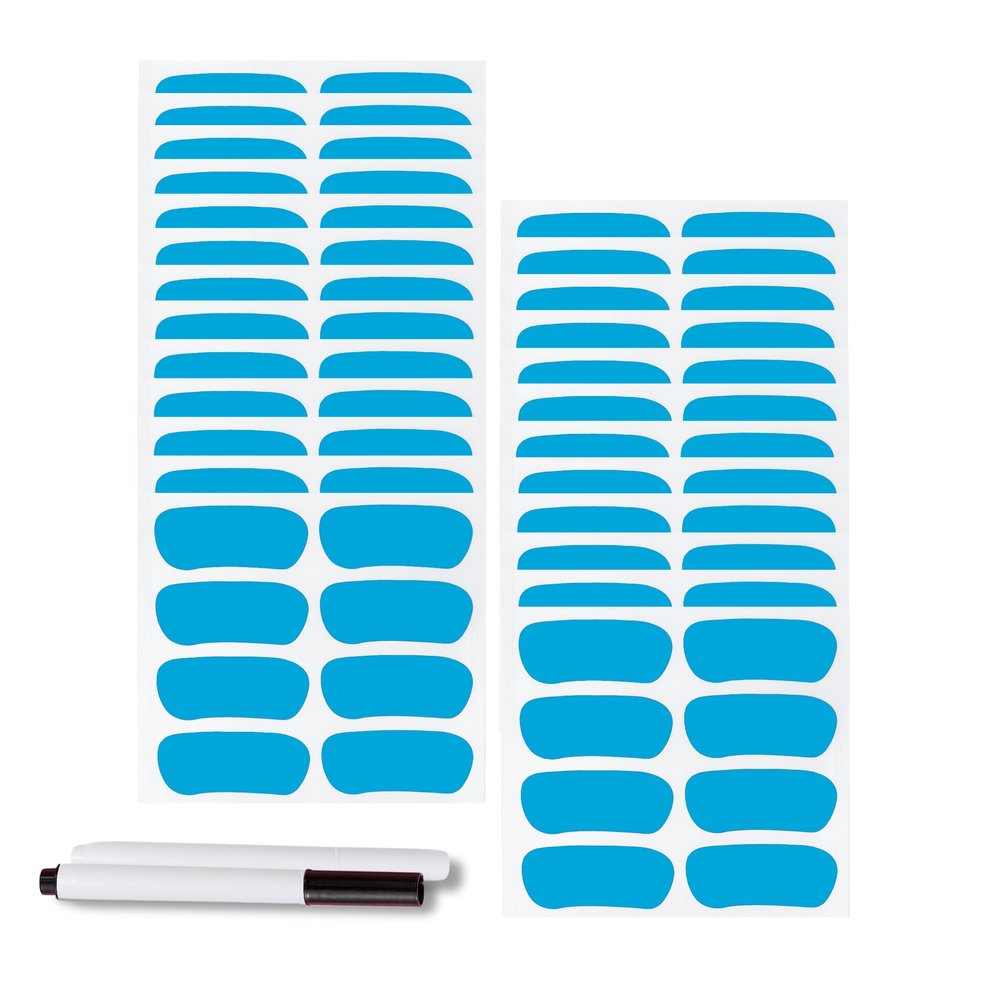 100 Pairs Sports Eye Black Stickers Set for Baseball, Softball, Football, Lacrosse Fans - Breathable Eye Stickers with 2 Pencils for Party Game Day Sports Supplies (Blue)