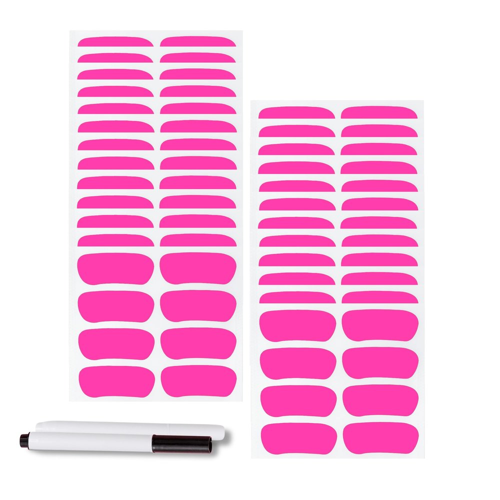 100 Pairs Sports Eye Black Stickers Set for Baseball, Softball, Football, Lacrosse Fans - Breathable Eye Stickers with 2 Pencils for Party Game Day Sports Supplies (Pink)