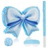Bow Piata Birthday Party Decorative Bow Tie Piata with Blindfold and Bat for Girls Kids Blue Bows Birthday Party Decorations Wedding (Small Size 16.5"x13"x3)