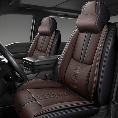 QUFEI Front Seat Covers for Chevrolet Equinox EV 2024 2025,Leather Car Seat Cover,Soft Seat Cushion Covers with Airbag,Waterproof Automobile Seat Protectors for Equinox EV(Black Coffee,Deluxe)