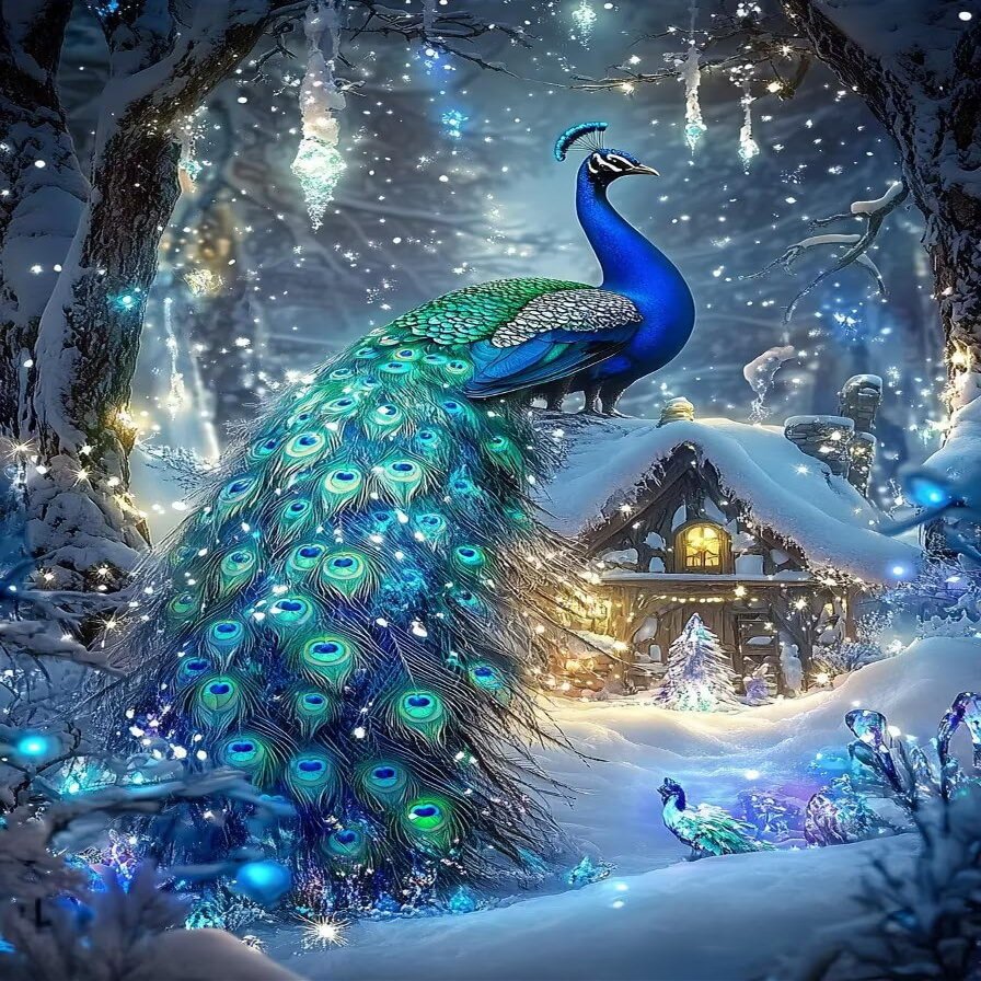 1000-Piece Adult Puzzle - Best Brain Exercise & Relaxing Game, Winter Peacock for Friends & Puzzle Lovers