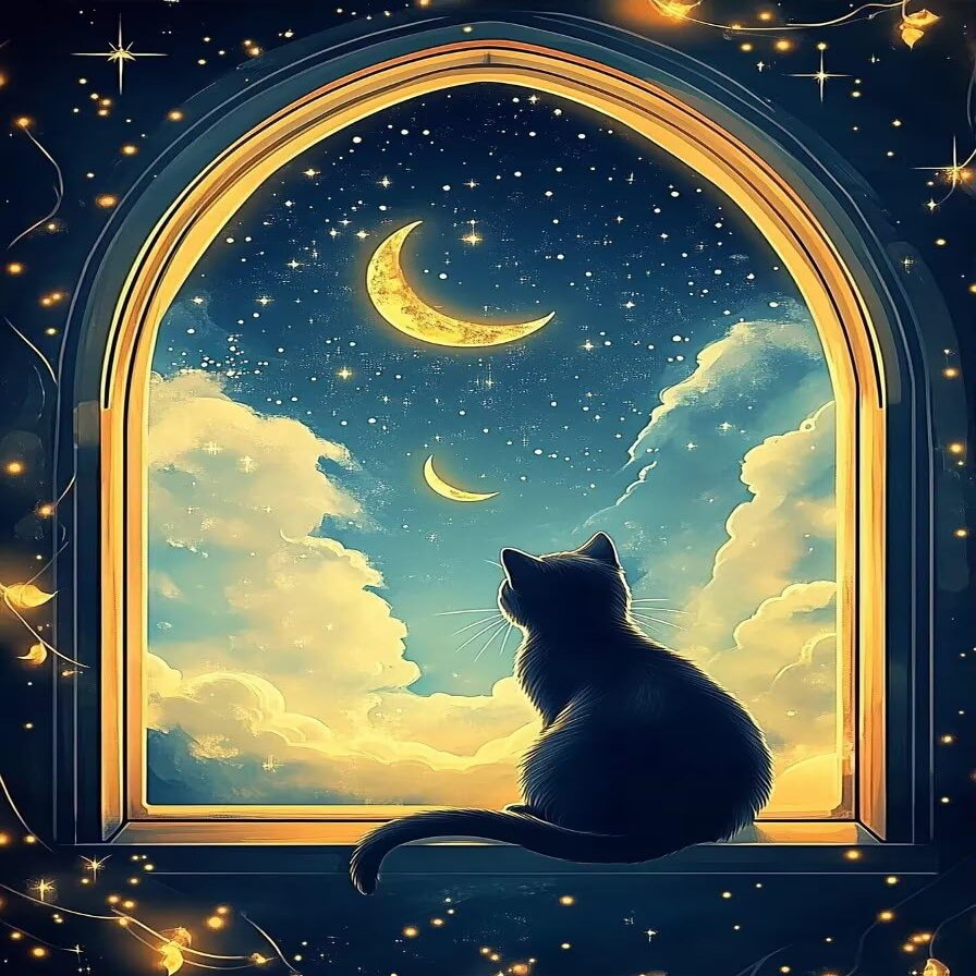 1000-Piece Adult Puzzle - Fun & Educational, Black Cat on The Window Unique Pieces, Perfect for Home, Room & Party Decoration