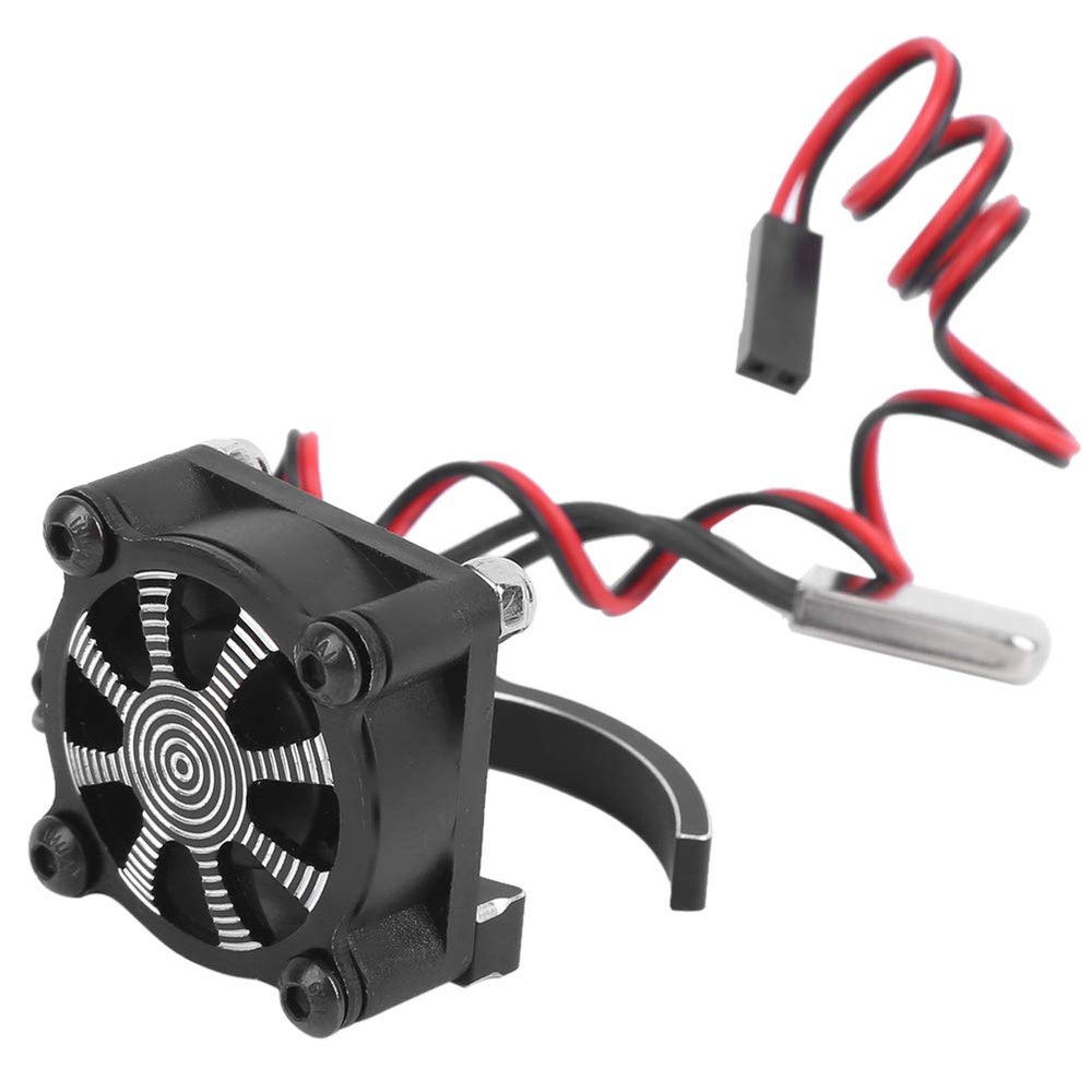 RC Car Motor Heatsink with Thermal Sensor, 540 550 3650 3660 Cooling Fan for Traxxas Hsp Redcat Tamiya (Black)