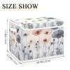 Kigai Poppy Flowers Boxes with Lid and Handles Large Collapsible Fabric Storage Basket Shelf Closet Organizer Bin for Home Office Nursery Room view 3