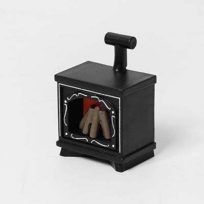 1 Pc Dollhouse Mini Glowing Fireplace Christmas Atmosphere Decoration Miniature Ornament (Black)