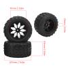 equlup RC Truck Tires, 4 PCS RC Car Beadlock Wheels Rim Tire and Wheels Car Tire Replacement Preglued Rubber Tires Accessories for 1 10 Truck view 2
