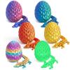 Flavery 6 Pack 3D Printed Dragon in Egg - Mini Gemstone Egg with Flexible Crystal Dragon Inside, Cute Fidget Toy, Birthday Gift, Desk Pet Figure, Christmas, Easter Basket Essentials view 1