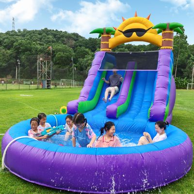 26FT(L) Commercial Water Slide for Adults Kids Double Water Slides&Giant Splash Pool 100% PVC Inflatable Adult Water Slide with 1100W Blower, 0.45mm Heavy Duty Vinyl Backyard Outdoor, 26x12x14ft