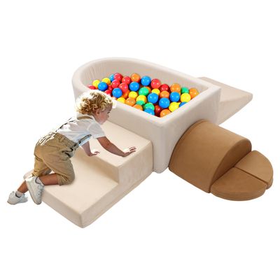 Asweets Foam Climbing Blocks with Ball Pit for Toddlers, 6-Piece Soft Play Set Toddler Climbing Toys Indoor, Climb Crawl Activity Playset (Balls not Included)