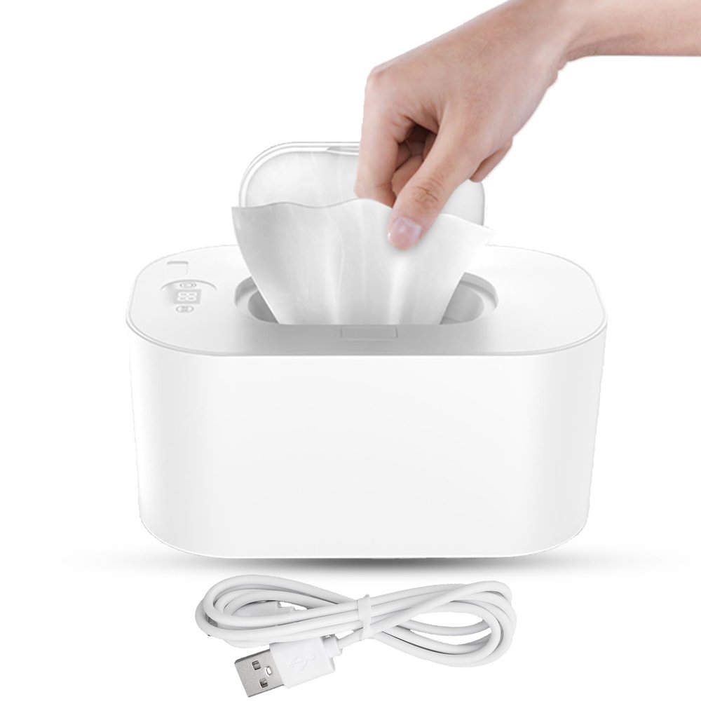 10W Wet Wipes Heater, 20x12.8cm/7.9x5.0in Household Wet Wipes Heating Box Intelligent Constant Temperature Baby Tissue Warmer for Home Use (White)