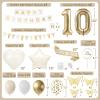 10th Birthday Decorations, White Gold Birthday Party Decorations for Girls Boys, Boho Beige Cream Balloons Party Supplies with Banner, Shiny Sash, Butterfly Cake Topper, 10 Number Foil Balloons view 2