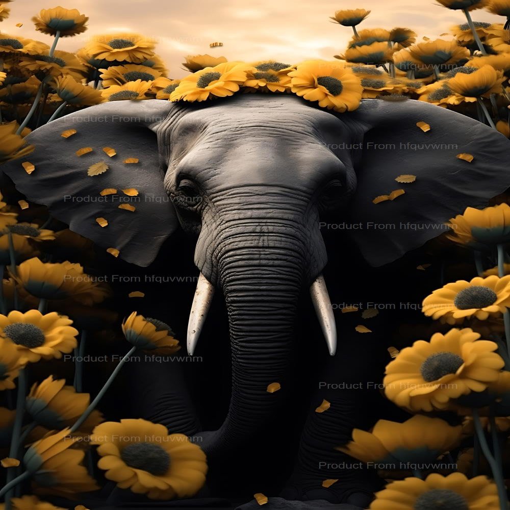20x24 inch Elephant with Sunflowers Garden DIY Diamond Painting Kits for Adults - Wild Elephant Diamond Painting Kits,Full Drill Crystal Rhinestone Embroidery Craft Kits for Home Decor Gifts