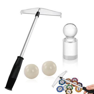 4 Pcs Set Telescopic Roulette Chip Rake and 2 Pcs 15 mm Roulette Balls and Roulette Marker Adjustable Poker Chip Rake Receiving Acrylic Win Marker for Wheel Table Game Set Casino Las Vegas Game