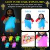 CroBlissful 30 Sets Mini Jesus Figurines Bulk Glow in The Dark with Let Your Light Shine Cards Jesus Figures Toys for Christian Sunday School Religious Gifts Easter Egg Stuffers(Holding A Book) view 2