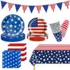 127Pcs 4th of July Plates and Napkins Sets, 4th of July Decorations American Flag Patriotic Party Supplies Disposable Paper Plates for Memorial Day Veterans Day Independence Day Party Decorations view 1