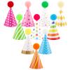 Adecortalk 10 Pcs Mini Birthday Hats for Stuffed Animals Cone Tiny Party Hats with Pom Poms for Stuffed Animals Pets Cat Dog Birthday Holiday Accessories Decoration Supplies view 1