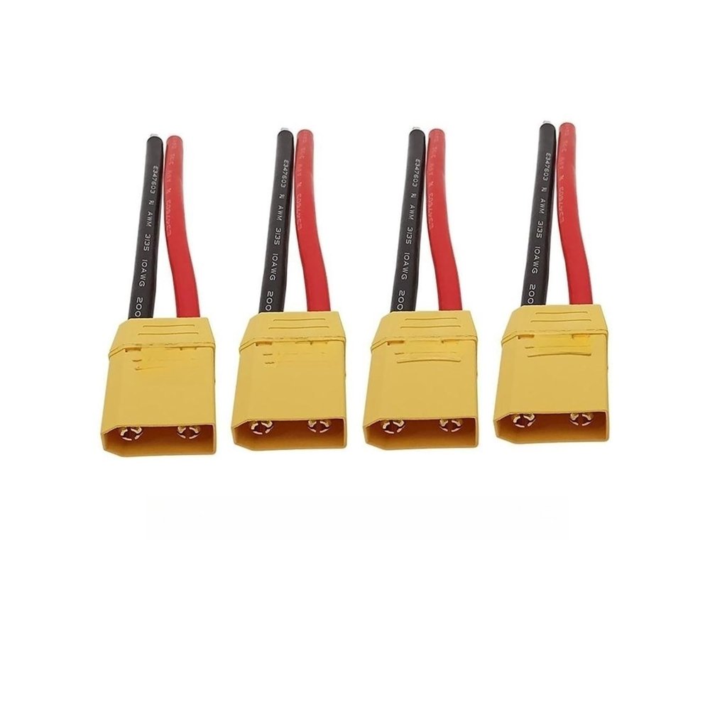 KUIQEO Video Connector 4Pcs XT90U XT60H XT60 XT30U XTR30U Male Female pl;/UG Connector 10CM 10/12/16/18 AWG Silicon Wire Fit Compatible RC Lipo Ba/tte-ry FPV Drone coaxial Cable(4Pcs XT90U-J)