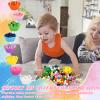 217 Pcs Duck Sensory Bin Filler Fine Motor Toys Counting Sorting 100 Felt Pompoms 100 Mini Duck Figures 8 Tweezers 8 Silicone Plates 1 Storage Box, for Counting Sorting DIY Crafts (Duck) view 4