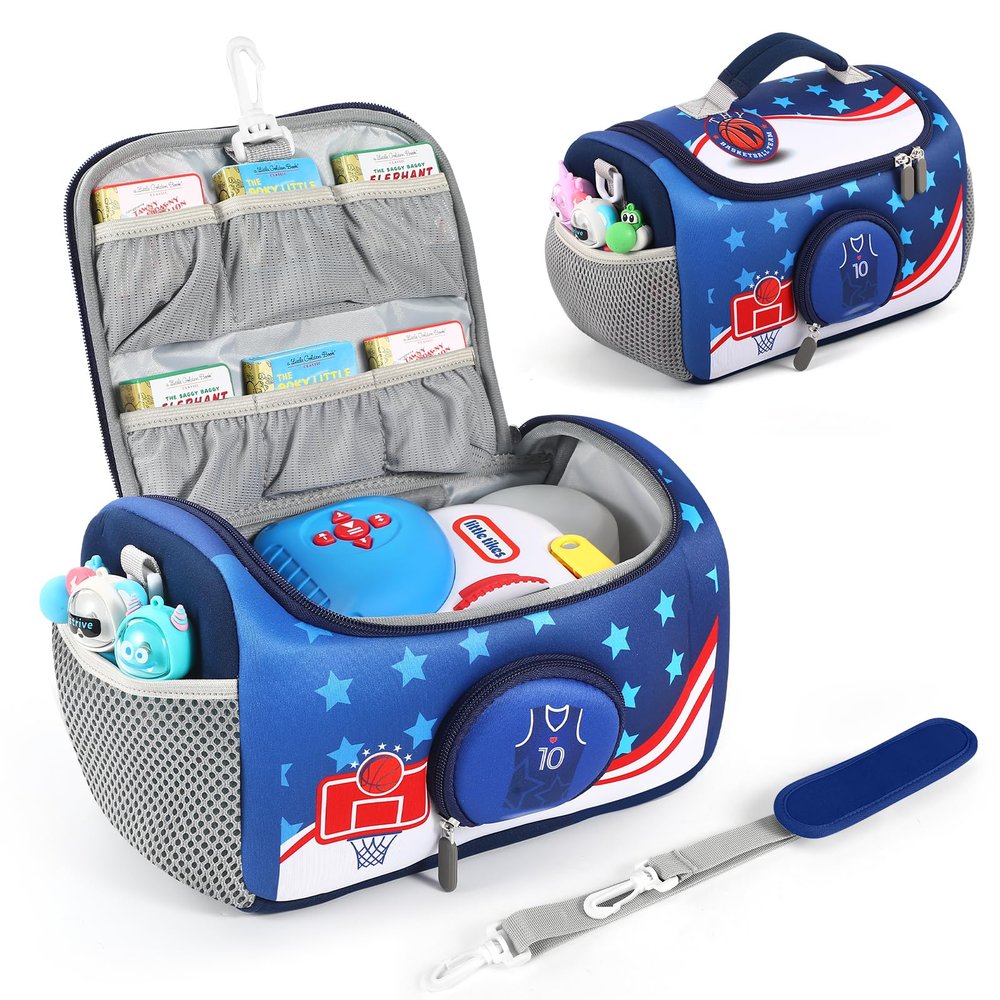 Carrying Case Compatible with Little Tikes for Story Dream Machine Books Starter Set, Portable Storage Bag with Handle and Shoulder Strap for Storytime, Storybook, Character Accessories (Basketball)