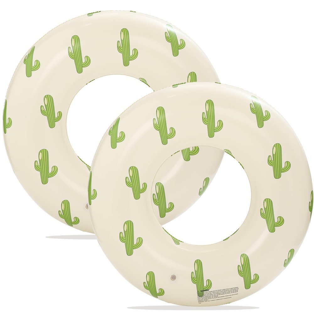 2PCS Inflatable Pool Floats for Adult 36 inch Swim Ring Pool Floaties Inflatable Swimming Pool Raft Party Water Summer Beach Lounger Float Party Supplies (Cactus)