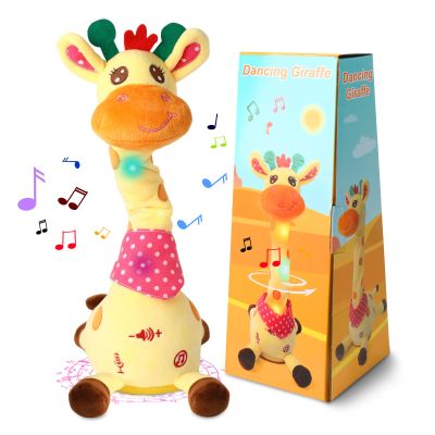 Dancing Talking Giraffe Toy for Baby girl, Stuffed Animal Baby Toy Repeating What You Say, Dancing Giraffe Toy, Glowing Musical Giraffe Gifts for Toddlers 1-3 Years Old, Easter Gift for Kids (Giraffe)