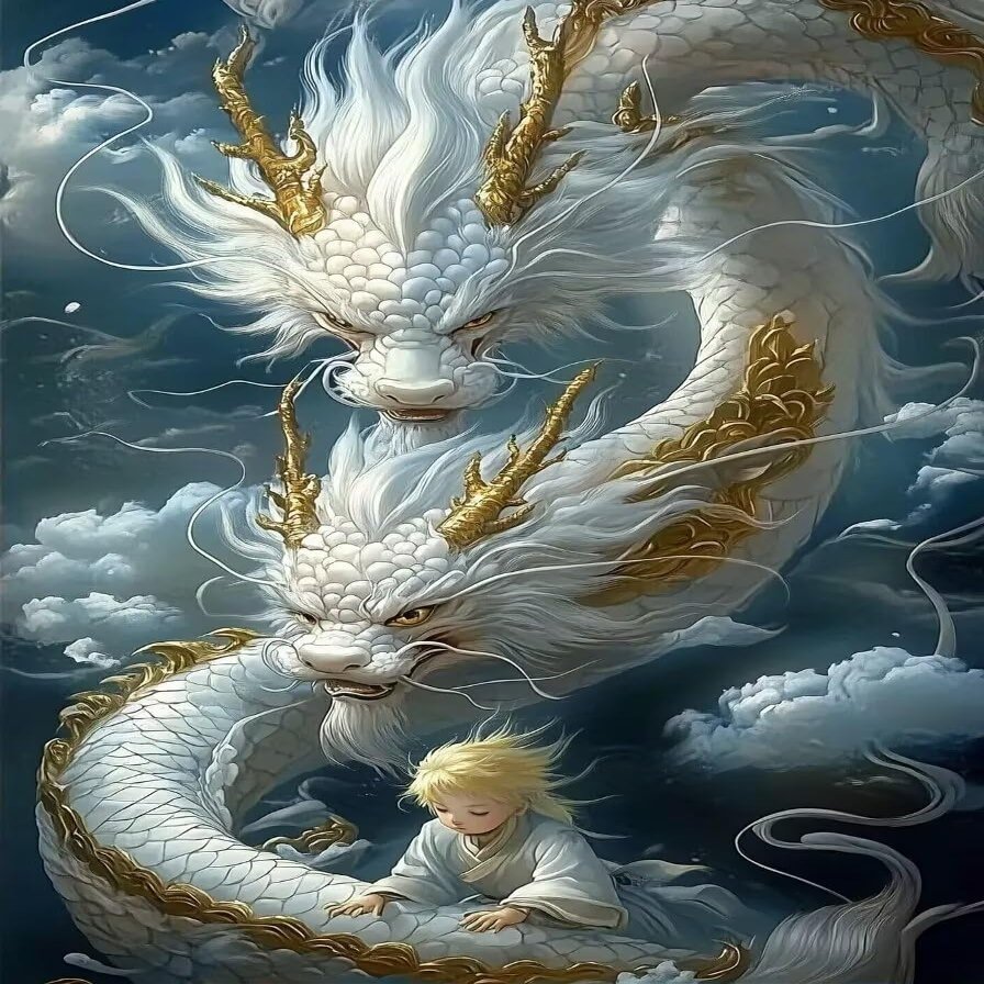 1000-Piece Adult Puzzle - Fun & Educational, Two White Dragons Unique Pieces, Perfect for Home, Room & Party Decoration