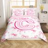 jejeloiu Kids Girls Cute Pink Bow Duvet Cover Toddler Size Coquette Bow Knot Bedding Set Personalized Initial C Comforter Cover Monogrammed Bedspread Cover Room Decor Modern Fashion,No Comforter view 2