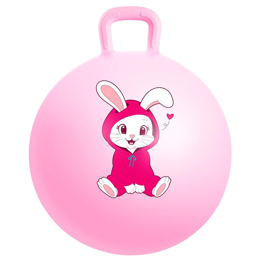 PlayZap Hopper Balls for Kids 3-8, 18 Inches Bouncy Ball with Handle, 18" Inflatable Bouncing Hopper, Pink Rabbit Jumping Toys, Garden Hopping Toys Girls Boys Gifts