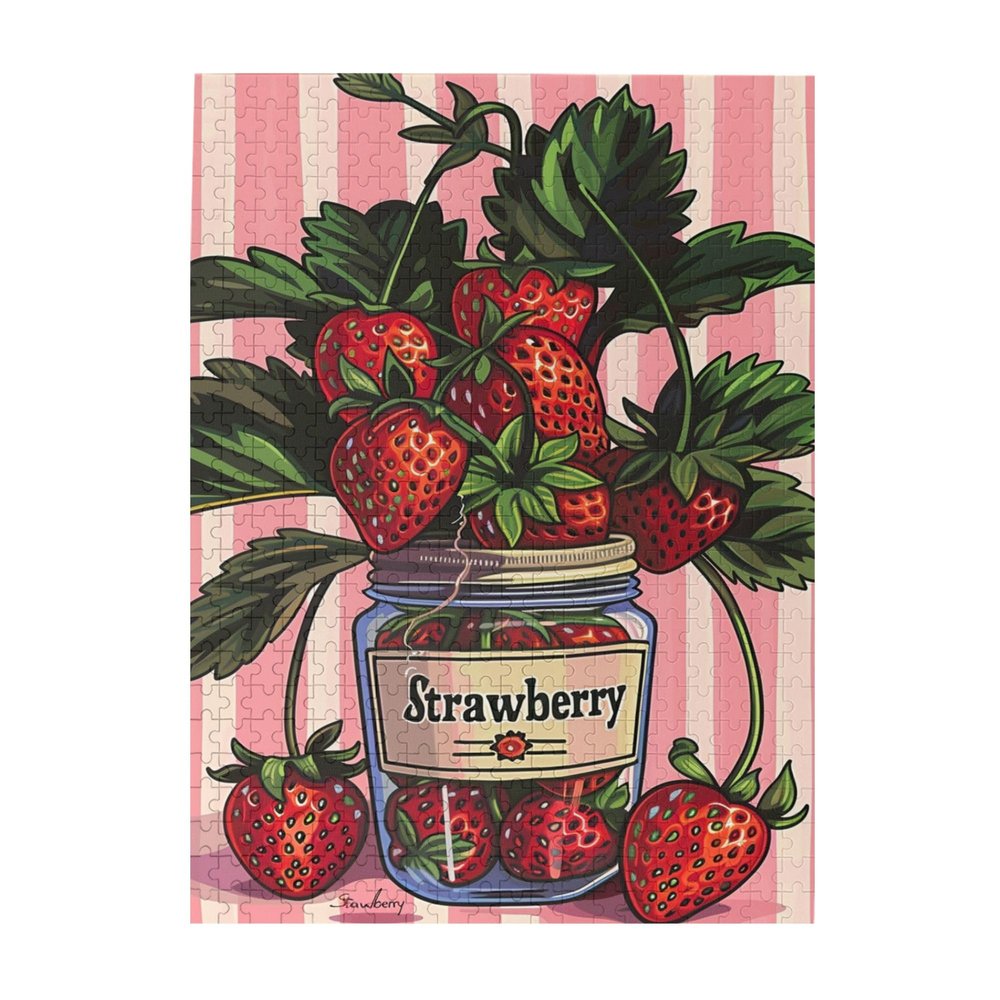 CDSASHCA 500 Pieces of Adult Wooden Puzzle - Potted Strawberry,Peaceful Design,Ideal for Creative Minds,Piece Fit Together Perfectly,Enjoy The Solving ProcessGifts Fro Friends and Family