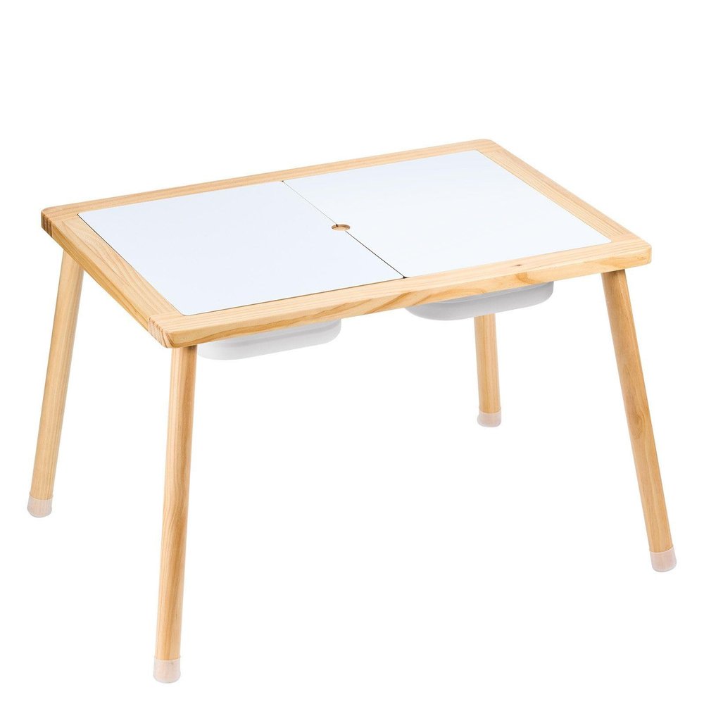 Kids Sensory Table Indoor Wooden Play Sand Water Table with 3 Storage Bins
