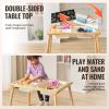 Kids Sensory Table Indoor Wooden Play Sand Water Table with 3 Storage Bins view 3