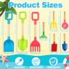 8 Pack Beach Sand Toy 16 Inch Long Beach Shovel Spade Sand Rake with Sturdy Wooden Handle Kid Garden Tools Spoon, Fork, Rake, Spade, Pointed Shovel Kids Gardening Set for Digging Dirt Snowing Planting view 2