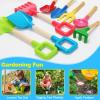 8 Pack Beach Sand Toy 16 Inch Long Beach Shovel Spade Sand Rake with Sturdy Wooden Handle Kid Garden Tools Spoon, Fork, Rake, Spade, Pointed Shovel Kids Gardening Set for Digging Dirt Snowing Planting view 4