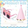 24 Pack Pastel Party Cone Hats with Sunglasses Funny Birthday Party Paper Hats with Pom Poms & Elastic Cord for Kids, Adults, Baby Shower, New Year, Christmas, Anniversary, Photo Props Supplies view 2