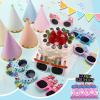 24 Pack Pastel Party Cone Hats with Sunglasses Funny Birthday Party Paper Hats with Pom Poms & Elastic Cord for Kids, Adults, Baby Shower, New Year, Christmas, Anniversary, Photo Props Supplies view 4