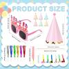 24 Pack Pastel Party Cone Hats, Funny Sunglasses Birthday Party Paper Hats with Blowouts, Pom Poms, Elastic Cord for Kids, Adults, Baby Shower, New Year, Christmas, Anniversary, Photo Props Supplies view 2