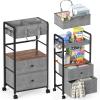 2IN1 Baby Diaper Caddy Organizer & 4-Tier Rolling Cart, Bedside Cart for Baby Essentials Nursery With Drawers, Metal Mobile Diaper Caddy Cart with Wheels, Storage Basket with Dividers for Baby Shower view 1