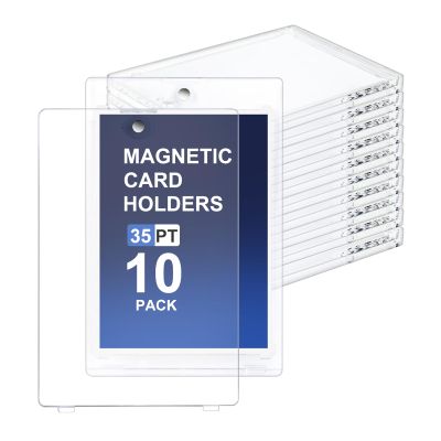 10 ct Magnetic Card Holders for Trading Cards, 35pt One-Touch Card Case Holder, Hard Cards Sleeves Case for Standard Cards, Sports Cards, Baseball Cards