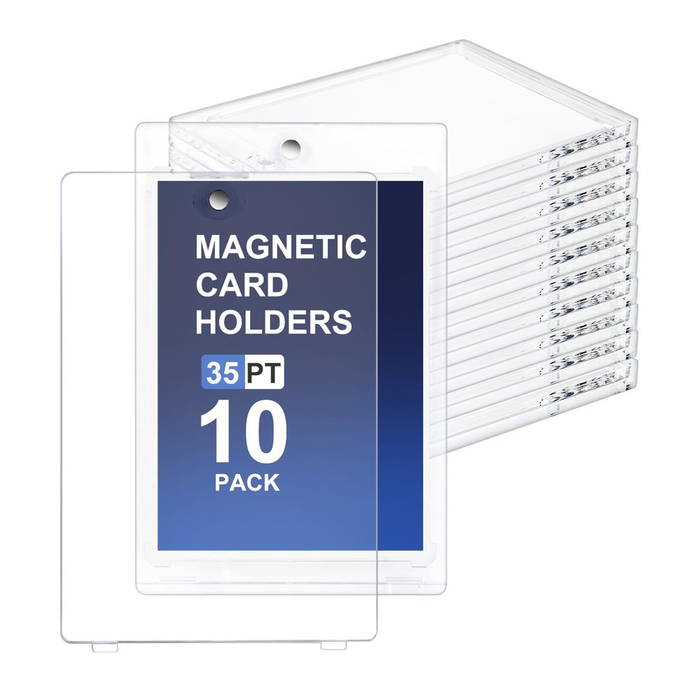 10 ct Magnetic Card Holders for Trading Cards, 35pt One-Touch Card Case Holder, Hard Cards Sleeves Case for Standard Cards, Sports Cards, Baseball Cards