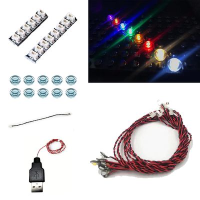 10 PCS/Pack Colorful LED Lighting Kit, DIY Brick Lighting Brick, Compatible with Building Blocks Models, Led Light Accessories USB Power (Blue)