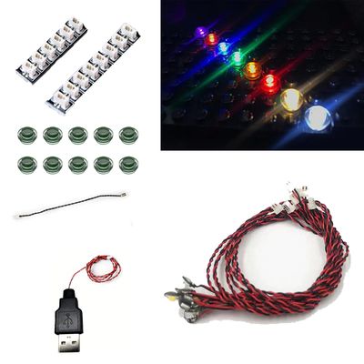 10 PCS/Pack Colorful LED Lighting Kit, DIY Brick Lighting Brick, Compatible with Building Blocks Models, Led Light Accessories USB Power (Green)
