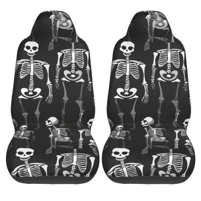 2 Pack Dead-Skeletons-Pattern Car Seat Covers, Elastic Automotive Seat Slipcovers, Protects Seats from Stains and Pets, Good for Everyday Use