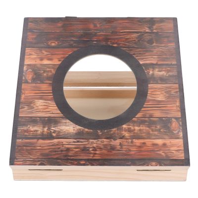 Cornhole Game Set Portable Foldable Interactive Water Bean Bag Toss Game for Party Camping Outdoor Backyard Crafted from High Strength Wood Sand (Black Circle)