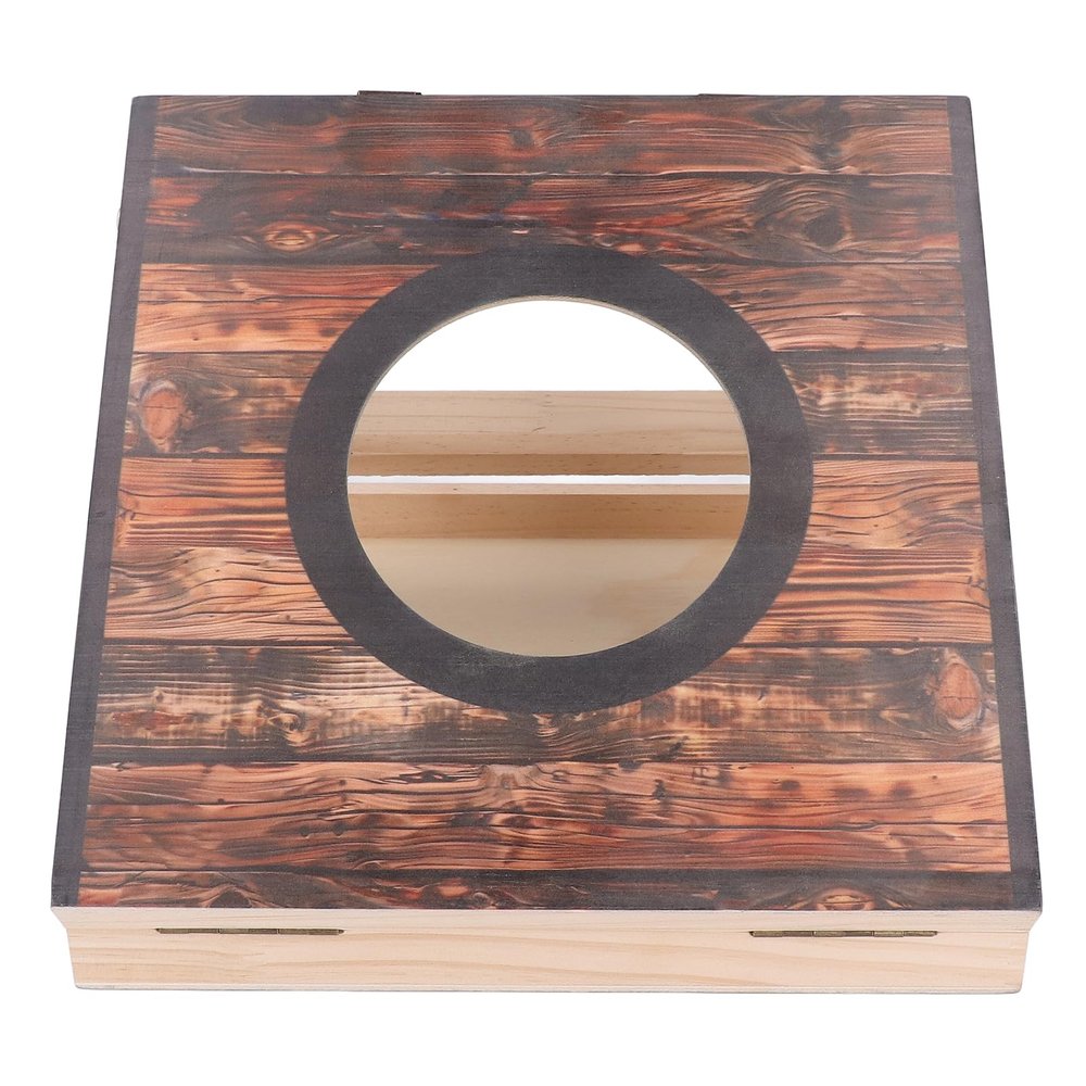 Cornhole Game Set Portable Foldable Interactive Water Bean Bag Toss Game for Party Camping Outdoor Backyard Crafted from High Strength Wood Sand (Black Circle)