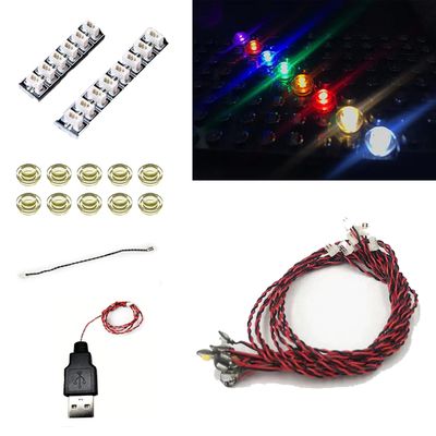 10 PCS/Pack Colorful LED Lighting Kit, DIY Brick Lighting Brick, Compatible with Building Blocks Models, Led Light Accessories USB Power (Self-Flashing Warm White)