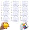 12pcs Milky Blank Skins Empty Stress Ball DIY Kit, Blank Pressure Ball Skin DIY Kit, Vacuum Squishy DIY Stress Ball Making Kit with Stress Ball Skin, Lid, Glue (Transparent,9cm) view 1