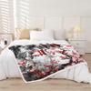 jejeloiu Cherry Blossoms Fleece Throw Blanket Baby 30"x40" Kids Japanese Style Building Tree Sherpa Blanket Plush Fuzzy for Boys Girls Sunset Fuji Mountain Decor Spring Sakura Flower for Bed Chair view 2