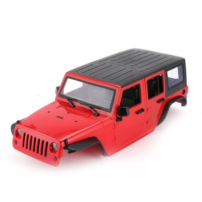 1/10 Wrangler Hard Body Shell Kit  313mm Wheelbase for Axial SCX10,SCX10 II,90046,90047,RGT EX86100  Unassembled 4-Door Crawler Body with Openable Doors & Full Interior (Red)
