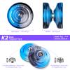 MAGICYOYO K2 Crystal Yoyo for Kids 8-12, Responsive Yoyo Professional for Beginners, Plastic Dual Function Yo Yo with 12 Yoyo Strings, Yo-yos Case Bag + Yoyos Accessory Kit (Black Blue) view 4